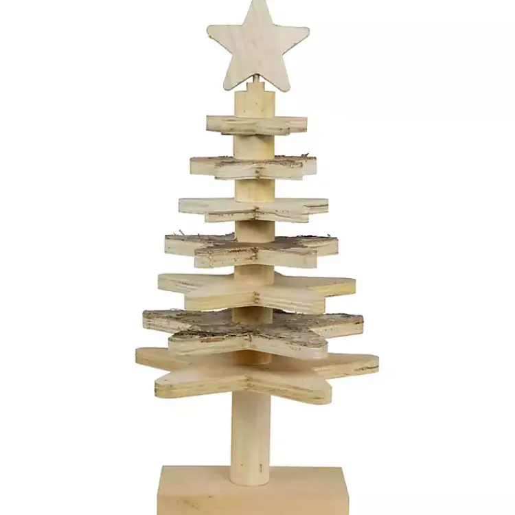 Hot Star Cutout Wooden Tabletop Christmas Tree, 16 in. Christmas Decorations