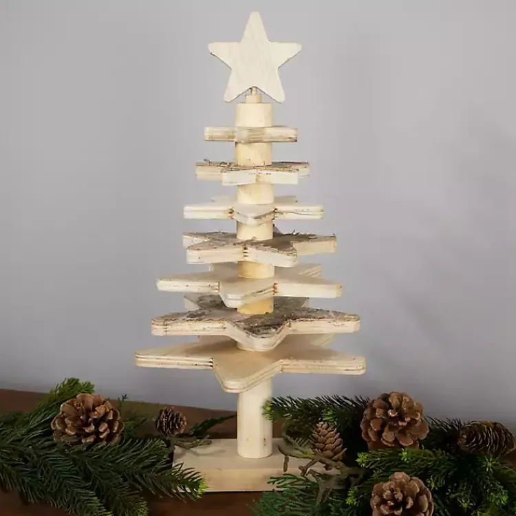 Hot Star Cutout Wooden Tabletop Christmas Tree, 16 in. Christmas Decorations