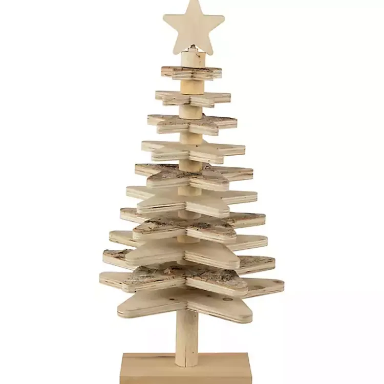 New Star Cutout Wooden Tabletop Christmas Tree, 20 in. Christmas Decorations