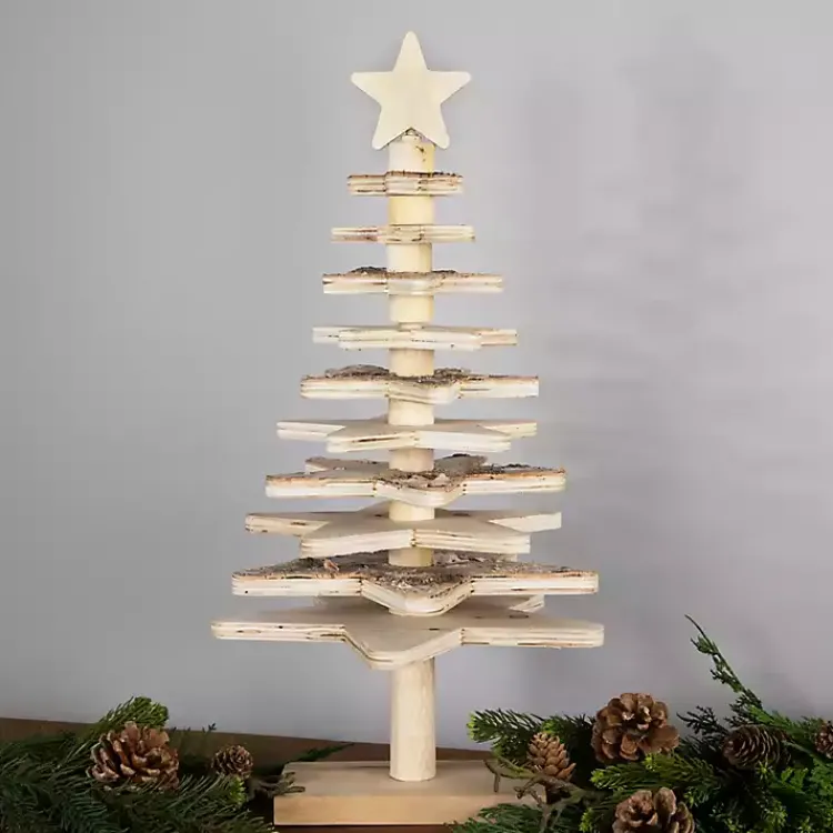 New Star Cutout Wooden Tabletop Christmas Tree, 20 in. Christmas Decorations