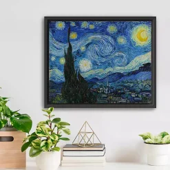 Kirklands Home Canvas Art|Starry Night Framed Canvas Art Print, 18x22 Blue