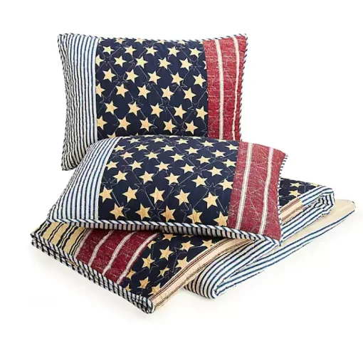 Kirklands Home Quilts|Stars and Striped Patch 3-pc. Full/Queen Quilt Set