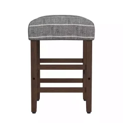 Kirklands Home Bar Stools & Counter Height Stools|Steel Blue and White Striped Backless Stool
