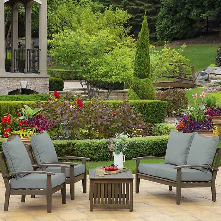 Kirklands Home Outdoor Cushions & Pillows|Stone Leala Texture Outdoor Deep Seat Cushions Gray