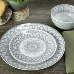 Kirklands Home Dinnerware|Stone Lila Patterned 12-pc. Dinnerware Set