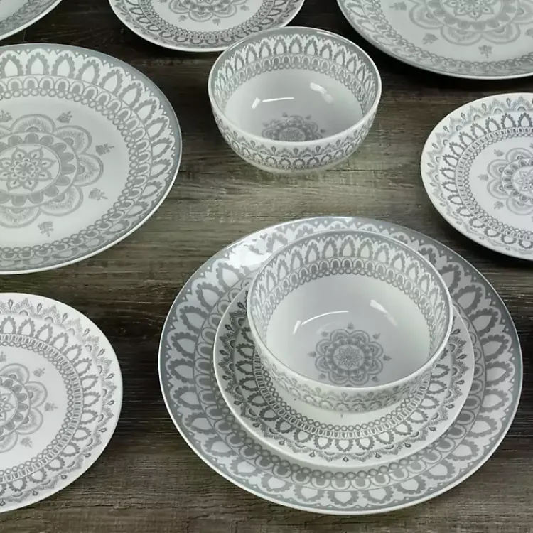 Kirklands Home Dinnerware|Stone Lila Patterned 12-pc. Dinnerware Set