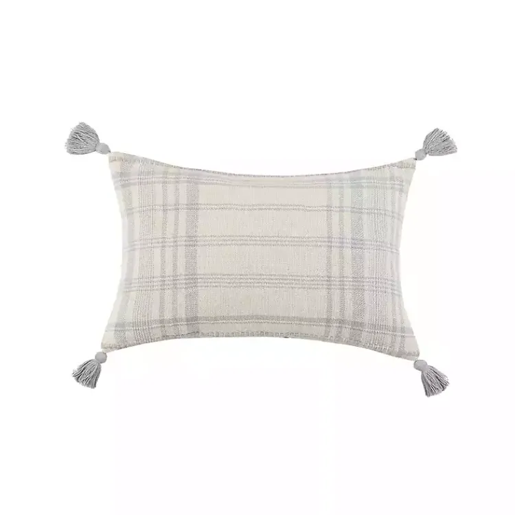 Stone Plaid Cotton Lumbar Pillow Pillows