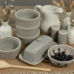 Kirklands Home Kitchen Accessories|Stone Stoneware 7-pc. Kitchen Accessories Set Gray