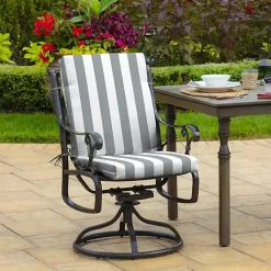 Kirklands Home Outdoor Cushions & Pillows|Stone Stripe Luxe Outdoor Dining Chair Cushion Gray