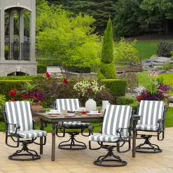 Kirklands Home Outdoor Cushions & Pillows|Stone Stripe Luxe Outdoor Dining Chair Cushion Gray