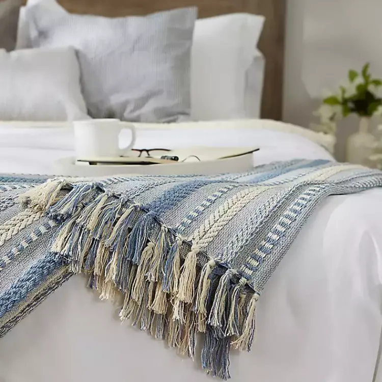 New Stonewash Braided Fringe Throw Blankets & Throws
