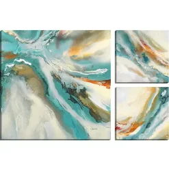 Kirklands Home Canvas Art|Striations I, II & III Canvas Art Prints, Set of 3 Blue
