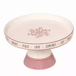 Clearance Striped Snowflake Ceramic Cake Stand Christmas Dining & Entertaining