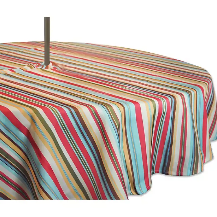 Kirklands Home Outdoor Dining|Summer Stripe Outdoor Round Zipper Table Cloth Multi