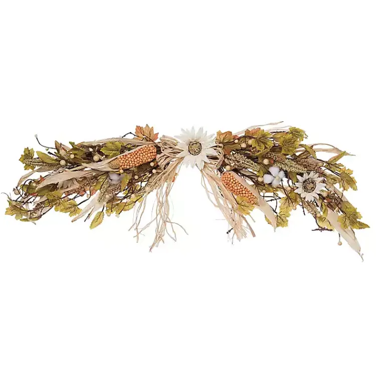 New Sunflower and Fall Leaf Harvest Swag Fall