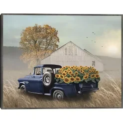 Clearance Sunflower Truck Framed Canvas Art Print Fall