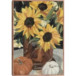 Kirklands Home Canvas Art|Sunflower Vase and Pumpkins Framed Canvas Print