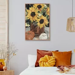Kirklands Home Canvas Art|Sunflower Vase and Pumpkins Framed Canvas Print