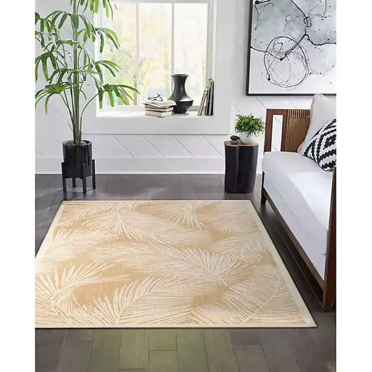 Kirklands Home Outdoor Rugs|Sunlight Palm Leaves Outdoor Area Rug, 6x9
