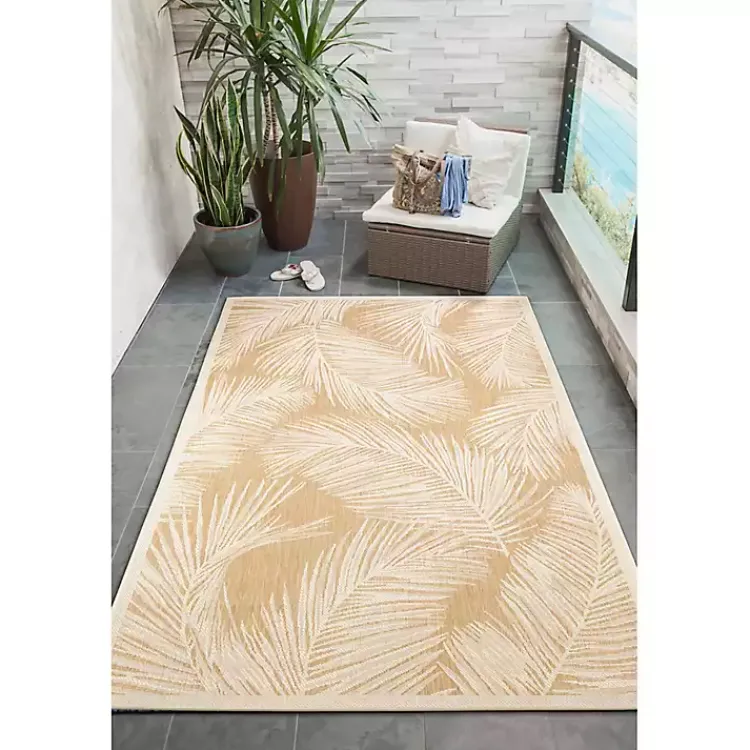 Kirklands Home Outdoor Rugs|Sunlight Palm Leaves Outdoor Area Rug, 6x9