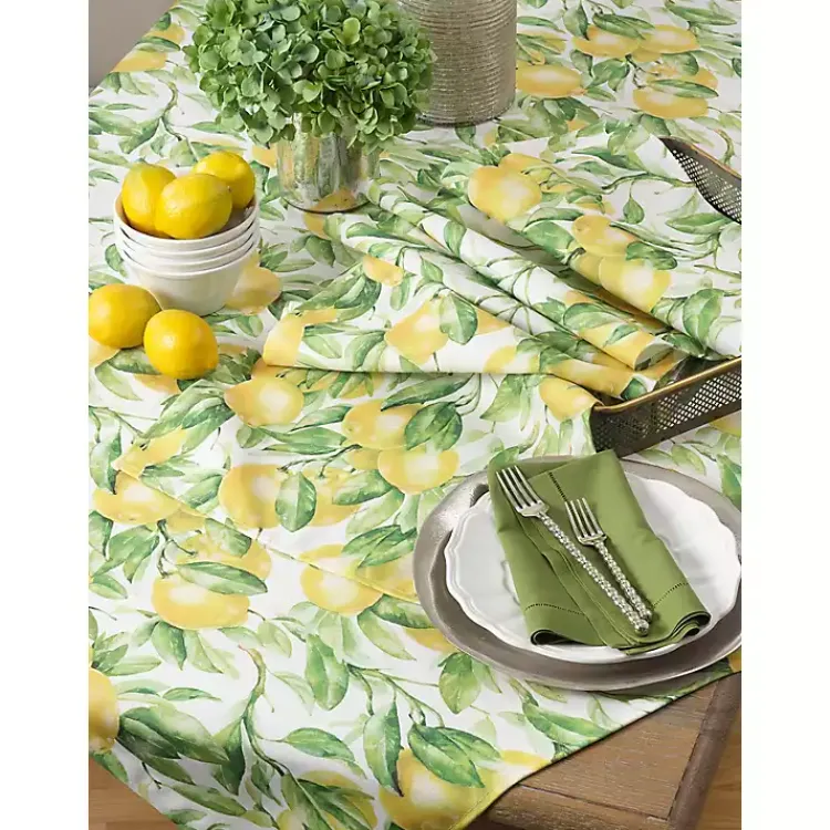 Kirklands Home Table Linens|Sunny Lemon Print Table Runner