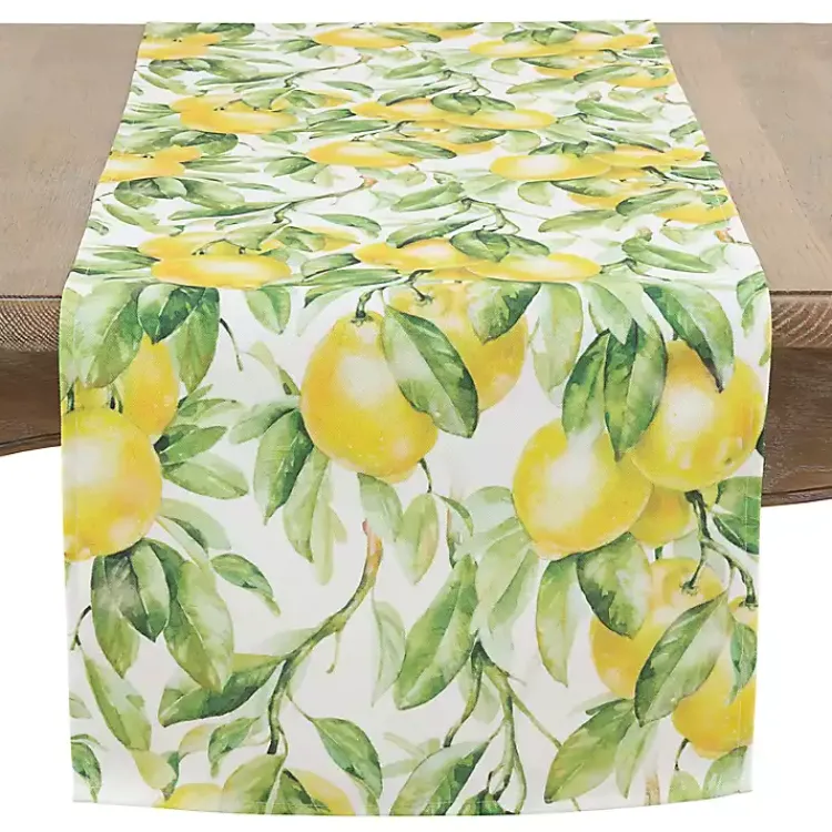 Kirklands Home Table Linens|Sunny Lemon Print Table Runner