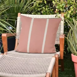 Kirklands Home Outdoor Cushions & Pillows|Sunset Pink Double Stripe Outdoor Pillow