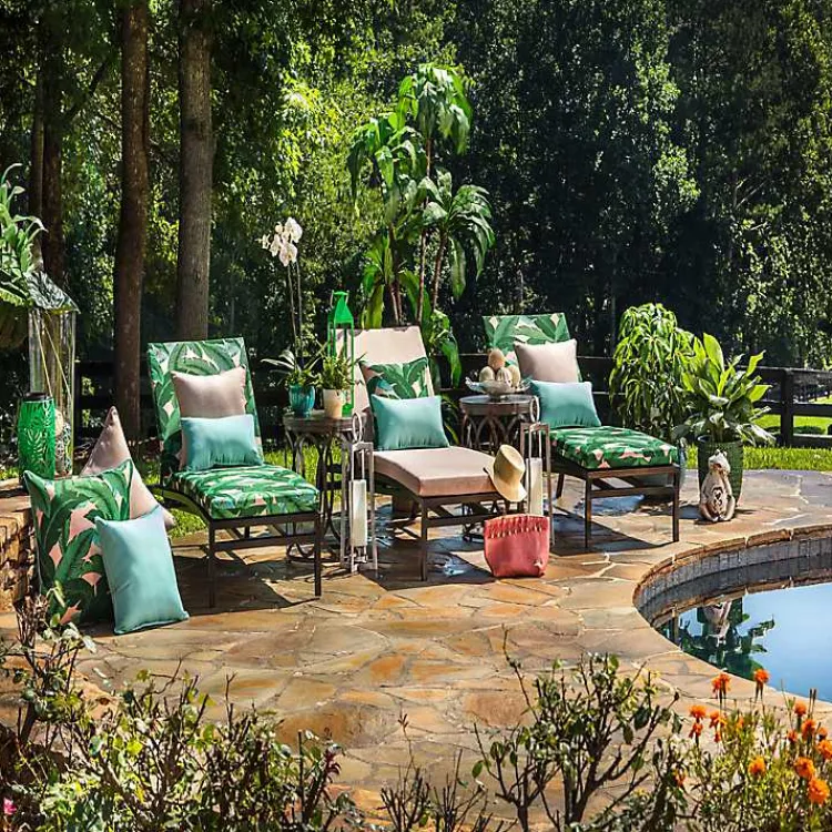 Kirklands Home Outdoor Cushions & Pillows|Swaying Palms Outdoor Lumbar Pillows, Set of 2 Green