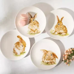 Kirklands Home Dinnerware|Sweet Bunny Salad Plates, Set of 4