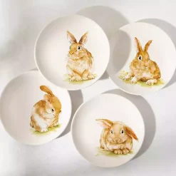 Kirklands Home Dinnerware|Sweet Bunny Salad Plates, Set of 4
