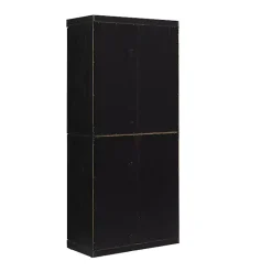 Kirklands Home Cabinets & Sideboards|Tall Black Wood and 4-Door Storage Cabinet