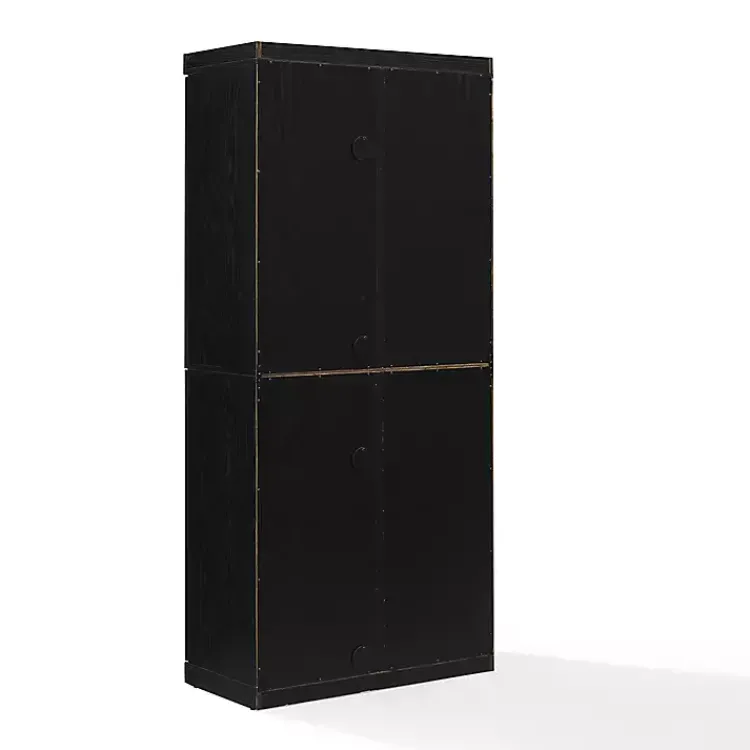 Kirklands Home Cabinets & Sideboards|Tall Black Wood and Glass Door Storage Cabinet