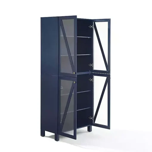 Kirklands Home Cabinets & Sideboards|Tall Navy Triangle 4-Door Wood Cabinet Blue