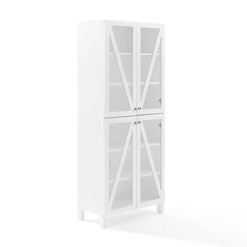 Kirklands Home Cabinets & Sideboards|Tall Triangle 4-Door Wood Cabinet White