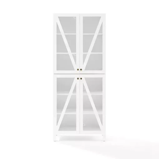 Kirklands Home Cabinets & Sideboards|Tall Triangle 4-Door Wood Cabinet White