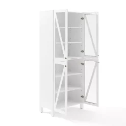 Kirklands Home Cabinets & Sideboards|Tall Triangle 4-Door Wood Cabinet White