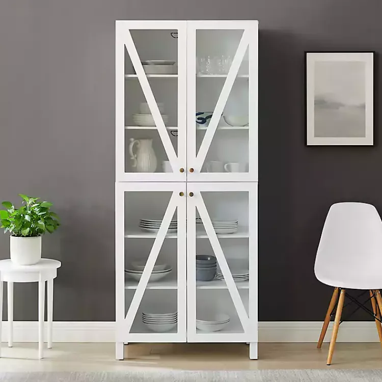 Kirklands Home Cabinets & Sideboards|Tall Triangle 4-Door Wood Cabinet White