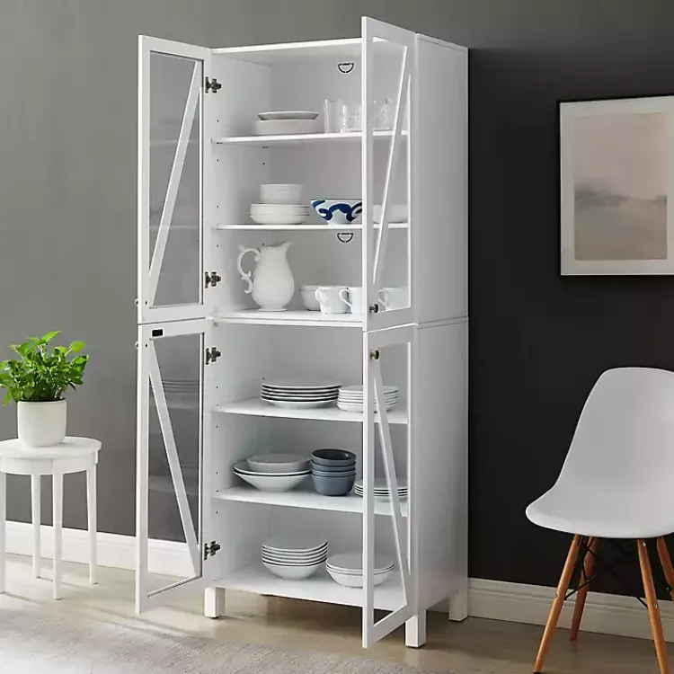 Kirklands Home Cabinets & Sideboards|Tall Triangle 4-Door Wood Cabinet White