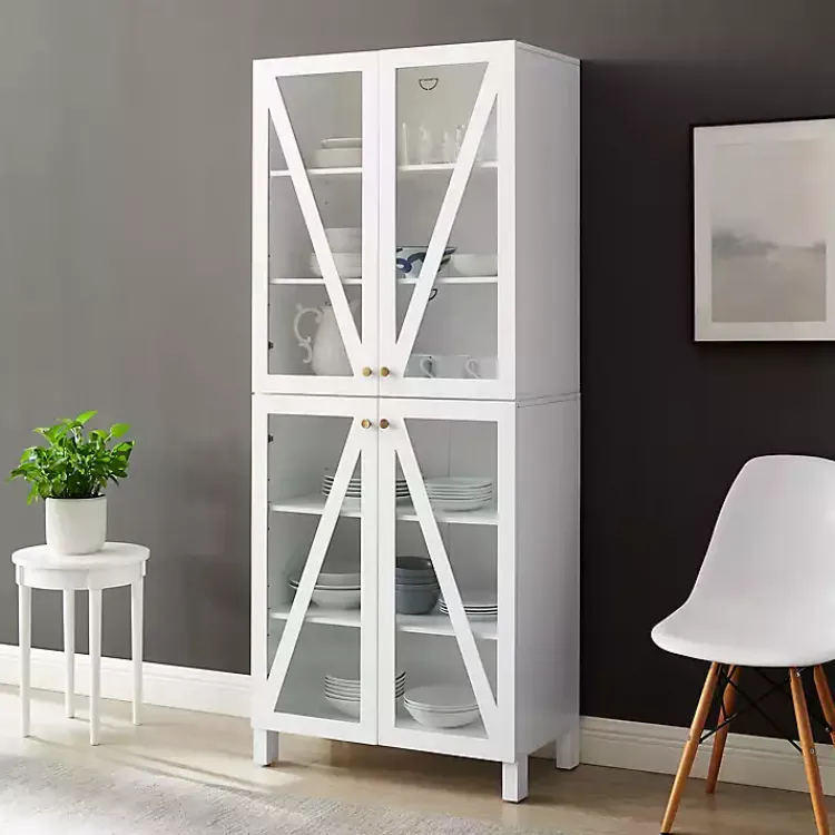 Kirklands Home Cabinets & Sideboards|Tall Triangle 4-Door Wood Cabinet White