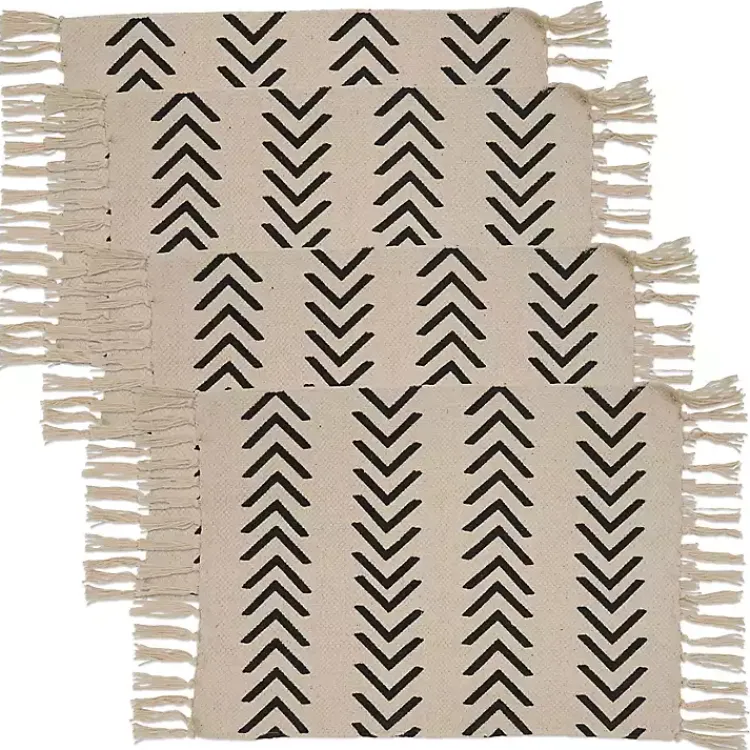 Kirklands Home Table Linens|Tan and Black Chevron Cotton Placemats, Set of 4
