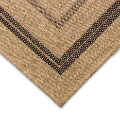 Kirklands Home Outdoor Rugs|Tan and Black Framed Indoor/Outdoor Area Rug, 7X9