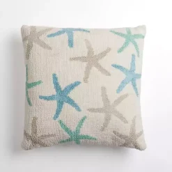 Best Tan and Blue Starfish Hooked Pillow Pillows