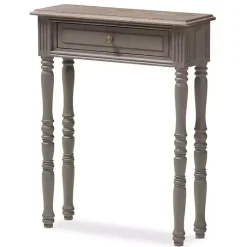 Kirklands Home Console Tables|Tan and Gray Ornate Ball Turned Console Table