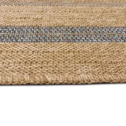 Kirklands Home Outdoor Rugs|Tan and Navy Framed Indoor/Outdoor Area Rug, 7x9