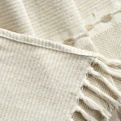 Sale Tan and White Herringbone Stripe Throw Blankets & Throws