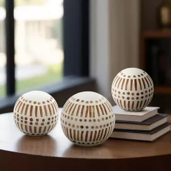 Best Tan and White Patterned Orbs, Set of 3 Statues & Figurines