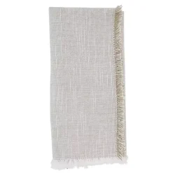 Kirklands Home Table Linens|Tan and White Two-Tone Fringe Napkins, Set of 4