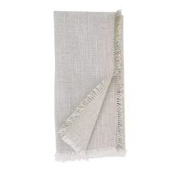 Kirklands Home Table Linens|Tan and White Two-Tone Fringe Napkins, Set of 4