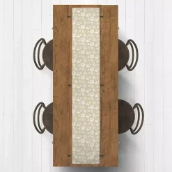 Kirklands Home Table Linens|Tan and White Wildflower Table Runner, 90 in.