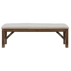Kirklands Home Benches & Ottomans|Basketweave Upholstered Wood Bench Tan